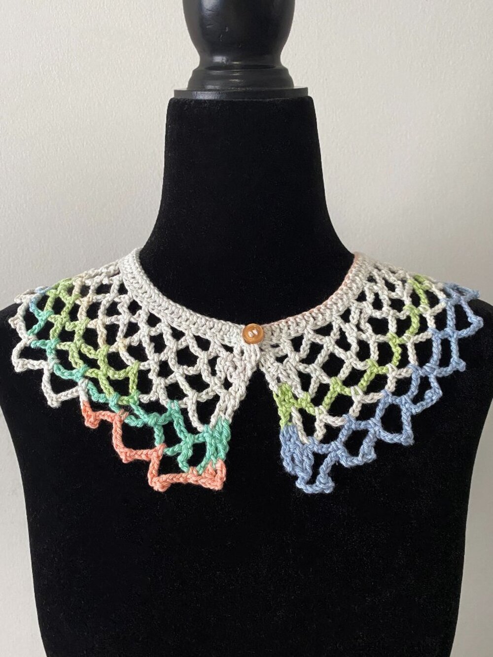 Handmade Crochet White Pastel Pink Green Blue Cotton Collar Neckwear Accessory